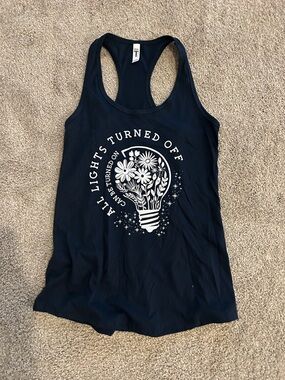 Navy Racerback Graphic Tank Top - Floral Lightbulb